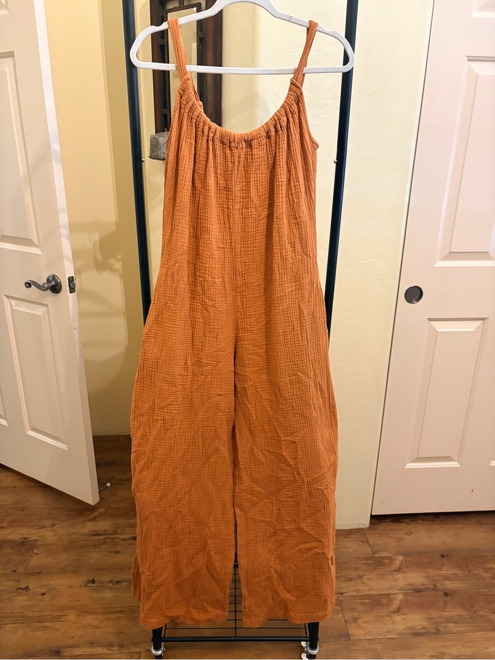 Women's Sleeveless Wide-Leg Jumpsuit in Rust Orange